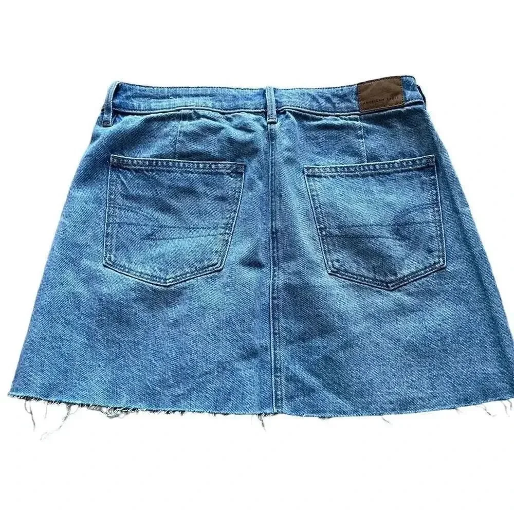 NWOT American Eagle Rainbow Button Down Blue A-Line Women’s Skirt SZ 6 #1314